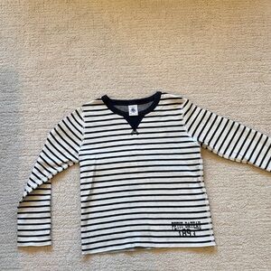 Striped Petit Bateau Navy and White Kids reversible Shirt